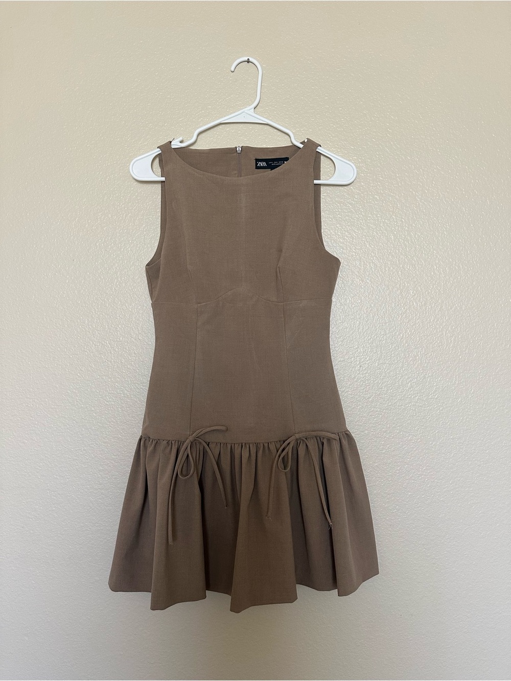 Zara Brown Sleeveless Drop-Waist Mini Dress